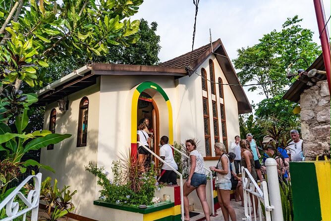 Visitors touring Bob Marley's Nine Mile mausoleum